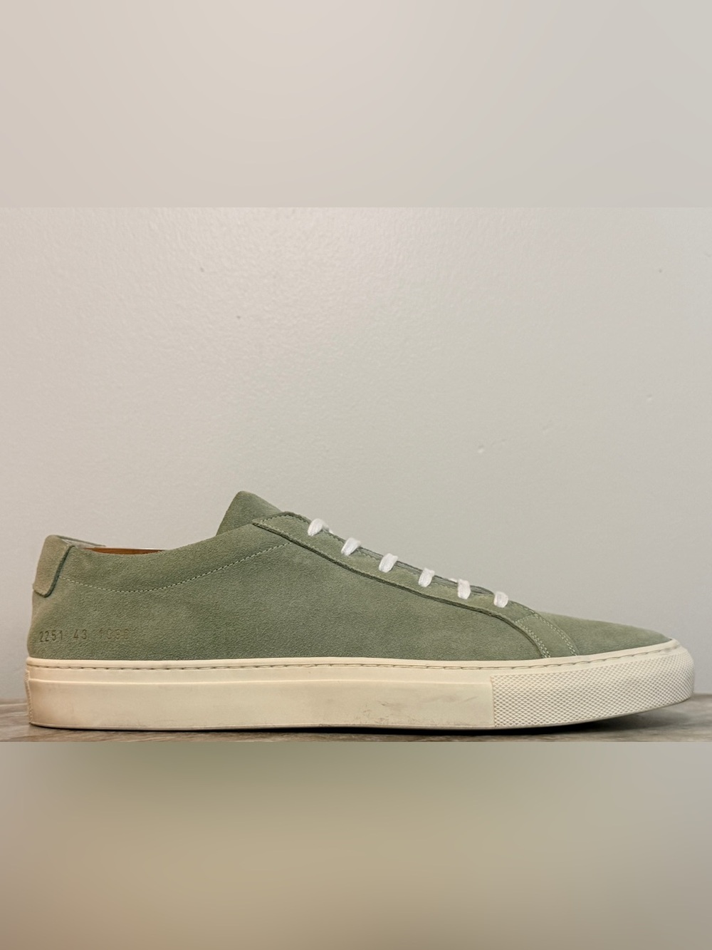 COMMON PROJECTS ORIGINAL ACHILLES LOW GREEN SUEDE 10 EU 43 MINIMALIST $550 ITALY